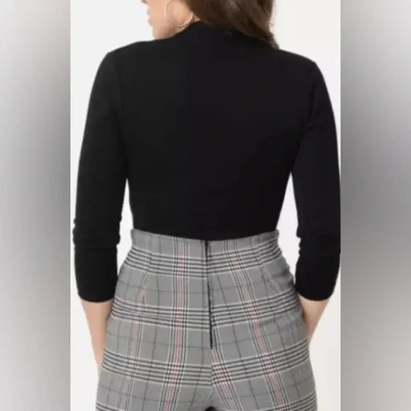 EUC Unique Vintage Black Gathered Neckline Friday Night Bodysuit Sz M - Picture 3 of 10